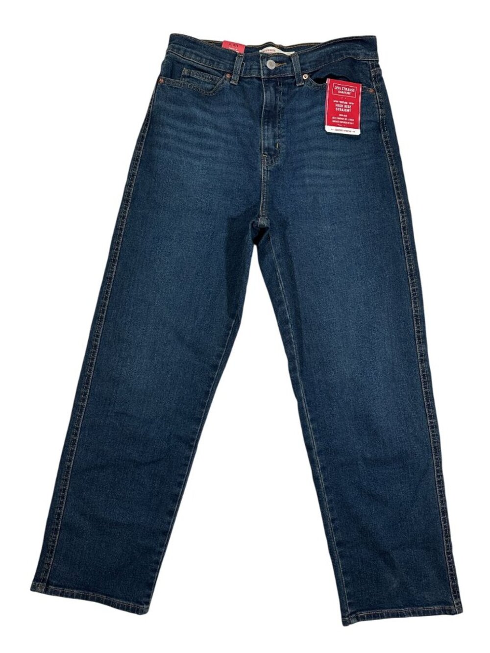 Levi Strauss Signature Womens High Rise Straight Jeans Size 6 W28 Blue Stretch